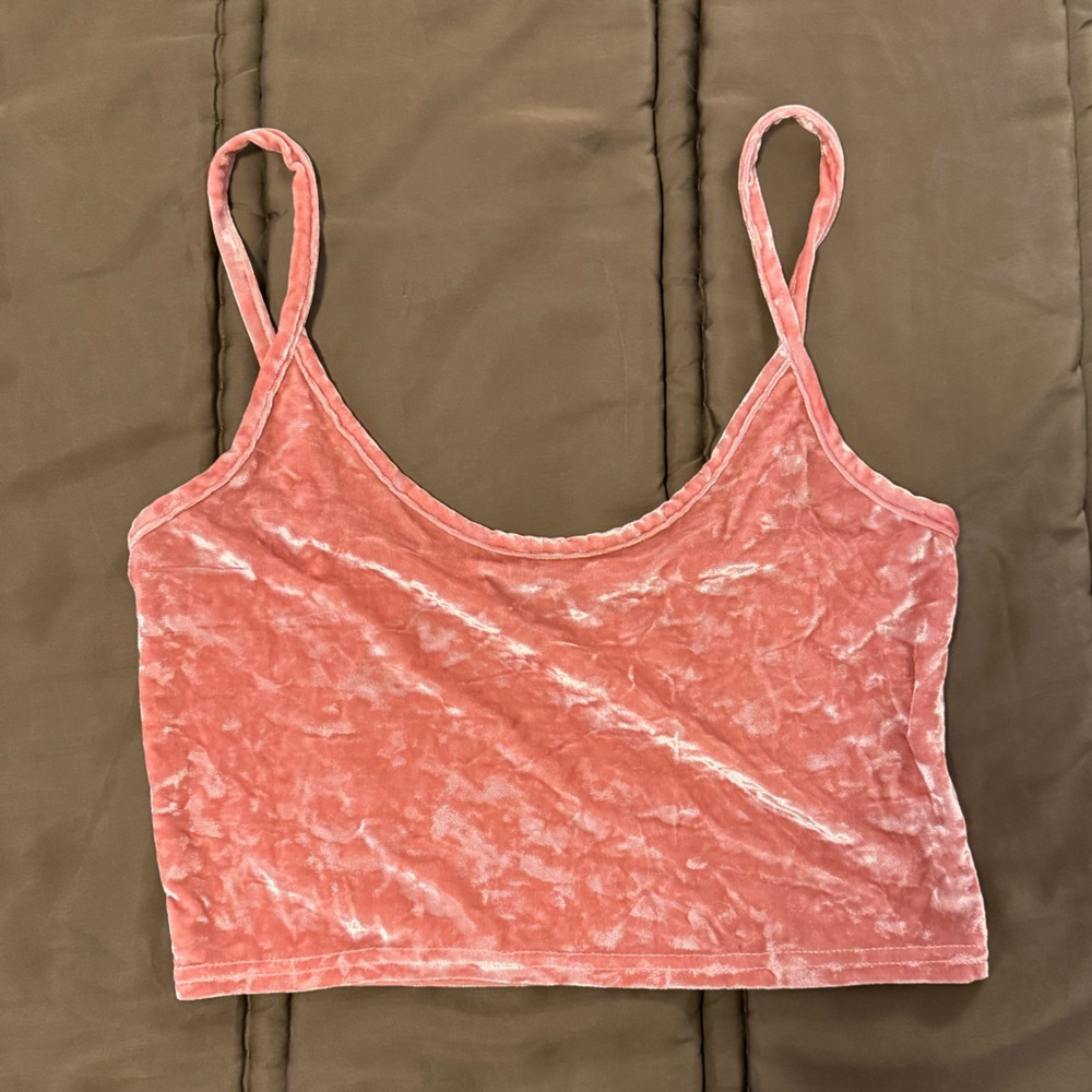 Topshop Crushed Velvet Crop Cami Top | US 8